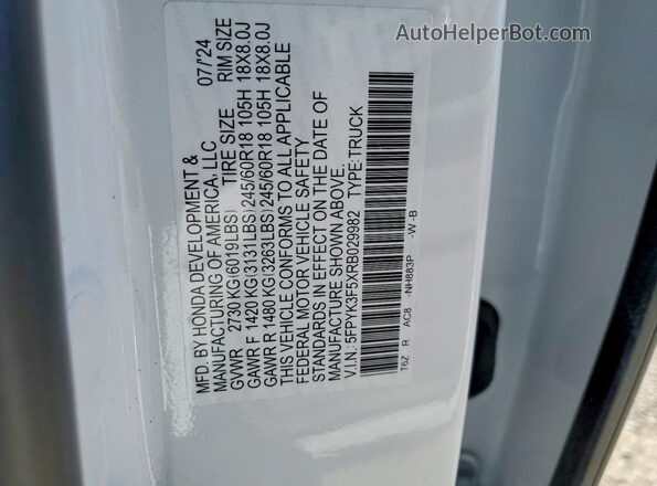 5FPYK3F5XRB029982 2024 HONDA RIDGELINE White 