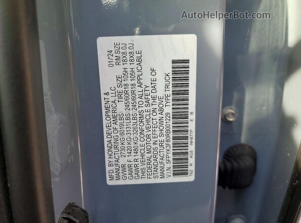 5FPYK3F80RB001229 2024 HONDA RIDGELINE Blue Vista del compartimento del motor