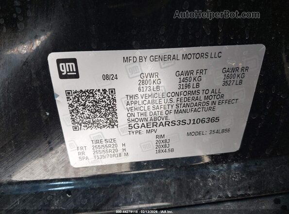 5GAERARS3SJ106365 2025 BUICK ENCLAVE Black ძრავის განყოფილების ხედი