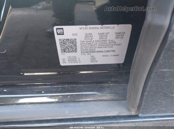 5GAERBKW6NJ180791 2022 BUICK ENCLAVE Black ძრავის განყოფილების ხედი