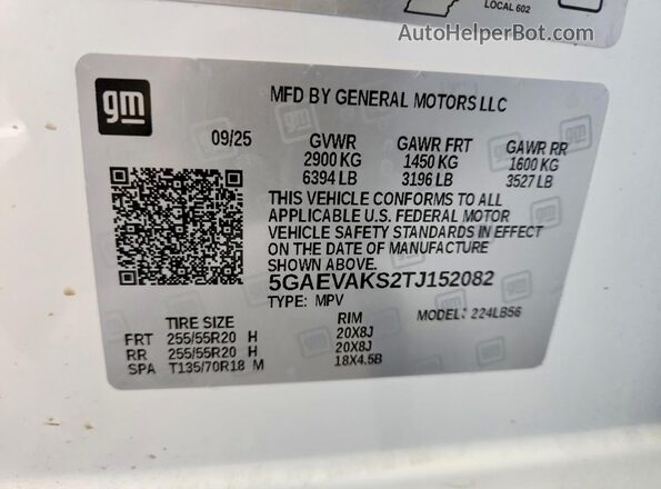 5GAEVAKS2TJ152082 2026 BUICK ENCLAVE White 