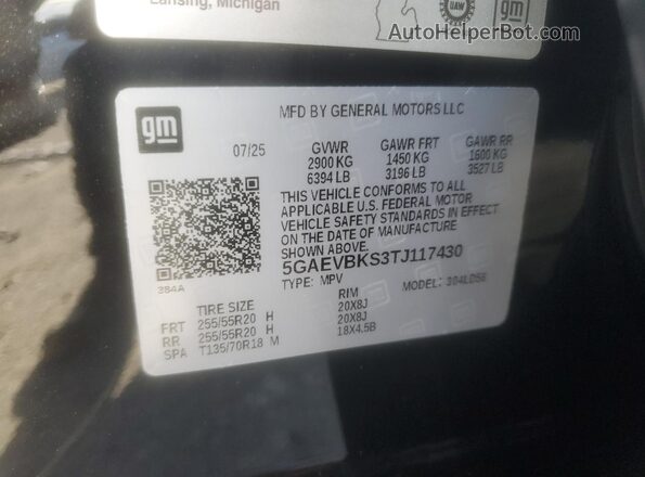 5GAEVBKS3TJ117430 2026 BUICK ENCLAVE Black Vista interior de 360 grados