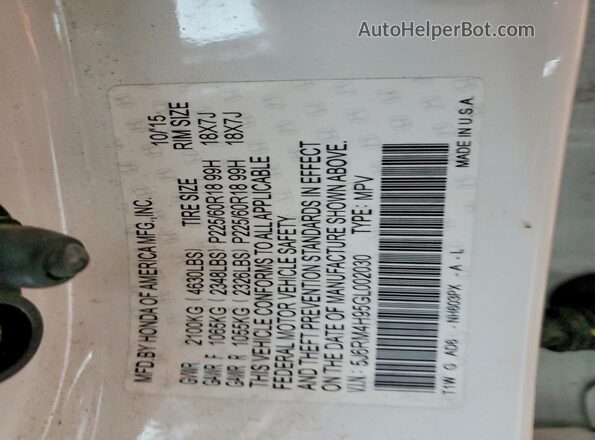 5J6RM4H95GL002030 2016 HONDA CR-V White 