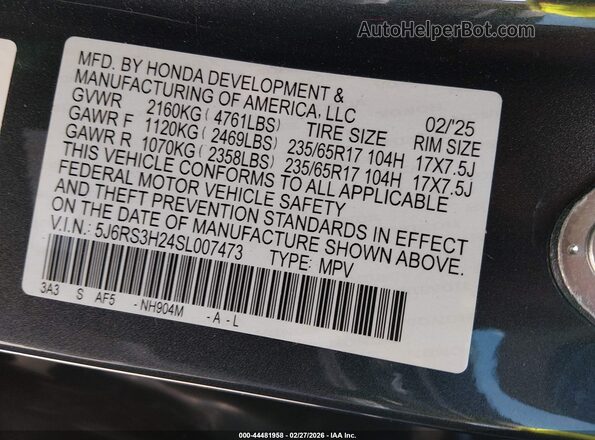 5J6RS3H24SL007473 2025 HONDA CR-V Gray 