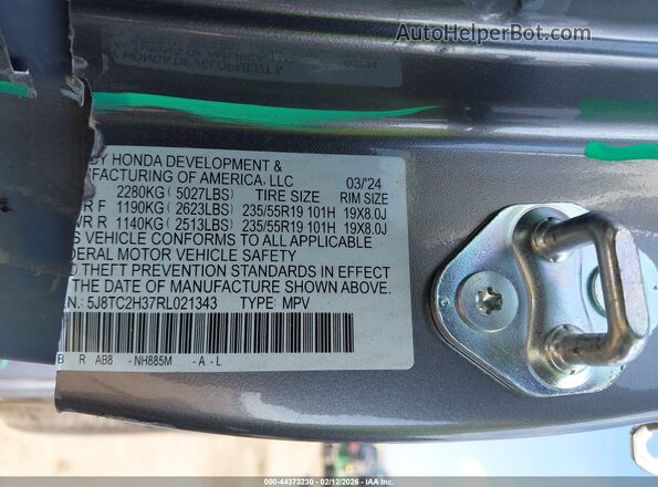 5J8TC2H37RL021343 2024 ACURA RDX Gray 