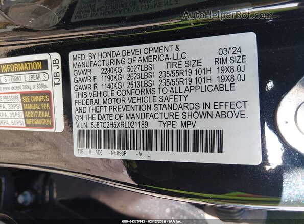 5J8TC2H5XRL021189 2024 ACURA RDX Black ძრავის განყოფილების ხედი