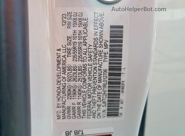 5J8TC2H71RL012706 2024 ACURA RDX Белый 
