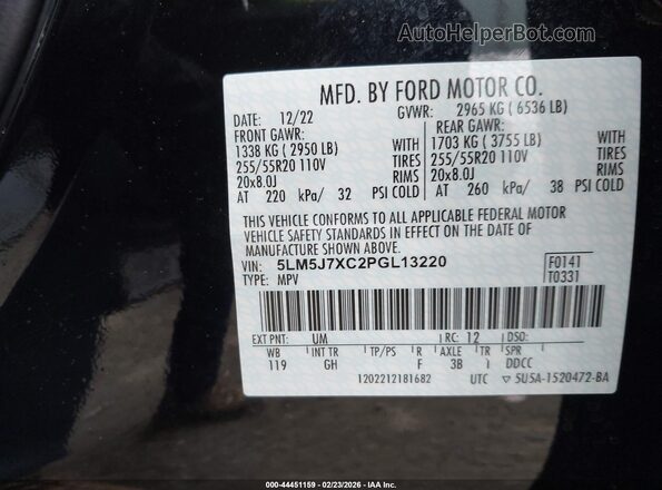 5LM5J7XC2PGL13220 2023 LINCOLN AVIATOR Black Engine compartment view