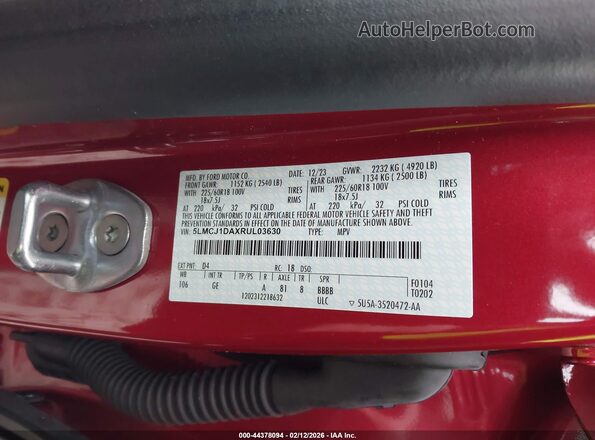 5LMCJ1DAXRUL03630 2024 LINCOLN CORSAIR Red 