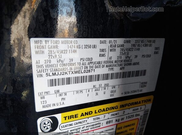 5LMJJ2KTXMEL02871 2021 LINCOLN NAVIGATOR Черный Вид подкапотного пространства