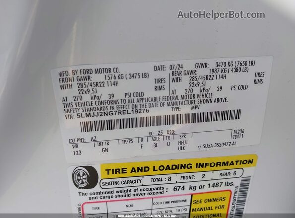 5LMJJ2NG7REL19276 2024 LINCOLN NAVIGATOR White Widok komory silnika