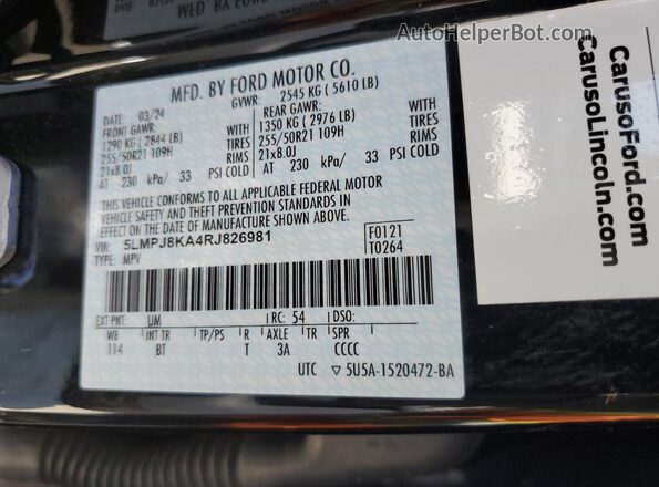 5LMPJ8KA4RJ826981 2024 LINCOLN NAUTILUS Black 