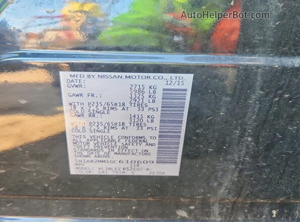 5N1AR2MM1GC610609 2016 NISSAN PATHFINDER Black VIN sticker view
