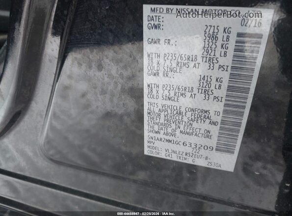 5N1AR2MM1GC633209 2016 NISSAN PATHFINDER Black Շարժիչի բաժամունքի տեսք