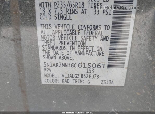 5N1AR2MN3GC615061 2016 NISSAN PATHFINDER Gray Engine compartment view