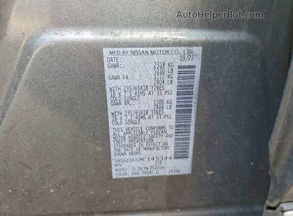 5N1AZ2AJ2MC145344 2021 NISSAN MURANO Charcoal 