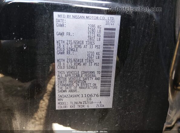 5N1AZ2ASXPC110676 2023 NISSAN MURANO Black Вид підкапотного простору