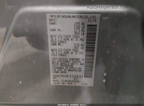 5N1AZ2DS2RC112632 2024 NISSAN MURANO Gray Շարժիչի բաժամունքի տեսք