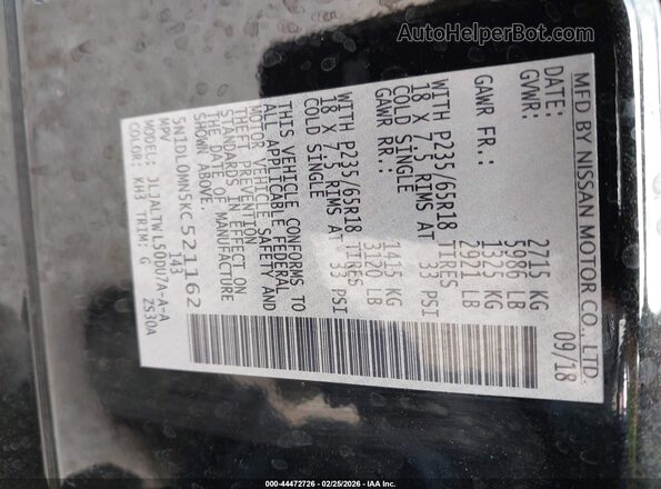 5N1DL0MN5KC521162 2019 INFINITI QX60 Black 