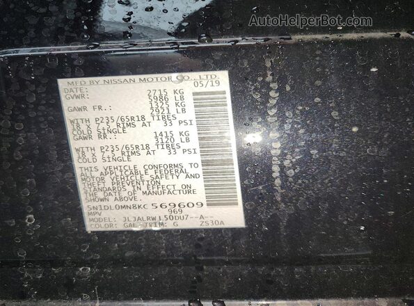 5N1DL0MN8KC569609 2019 INFINITI QX60 Black 
