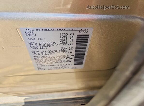 5N1DL1FR0PC354447 2023 INFINITI QX60 Gold Vista interior de 360 grados