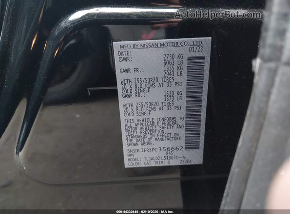 5N1DL1FR3PC356662 2023 INFINITI QX60 Черный Вид подкапотного пространства