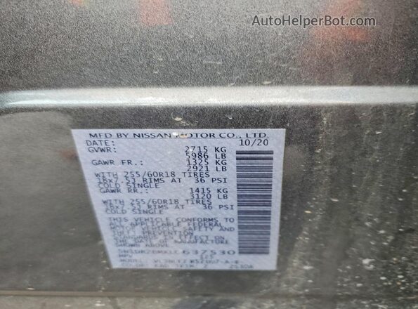 5N1DR2BMXLC637530 2020 NISSAN PATHFINDER Gray 