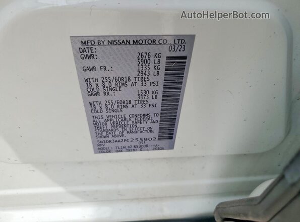 5N1DR3AA2PC255902 2023 NISSAN PATHFINDER White Շարժիչի բաժամունքի տեսք