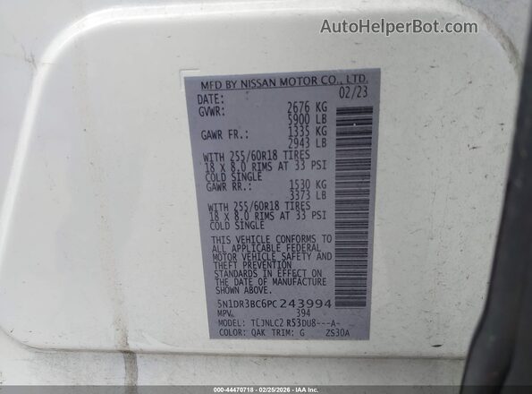 5N1DR3BC6PC243994 2023 NISSAN PATHFINDER White Engine compartment view