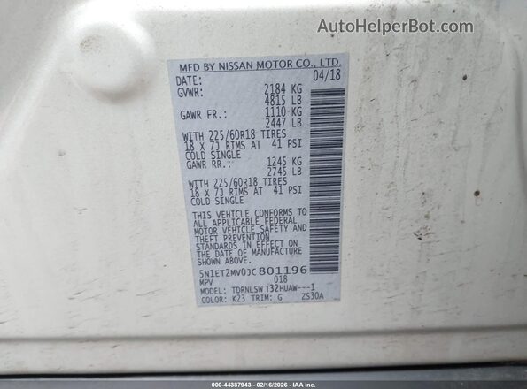 5N1ET2MV0JC801196 2018 NISSAN ROGUE HYBRID Silver Vista del compartimento del motor