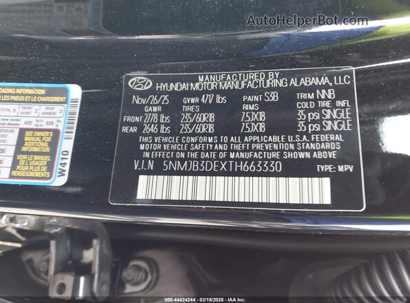 5NMJB3DEXTH663330 2026 HYUNDAI TUCSON Black 