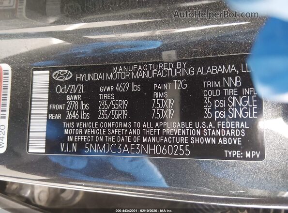 5NMJC3AE3NH060255 2022 HYUNDAI TUCSON Gray ძრავის განყოფილების ხედი