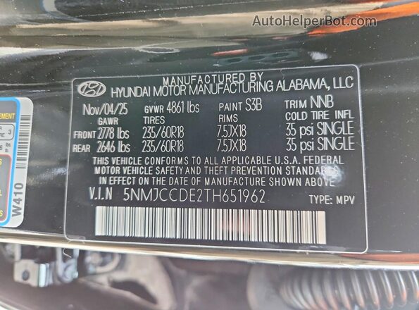 5NMJCCDE2TH651962 2026 HYUNDAI TUCSON Black 