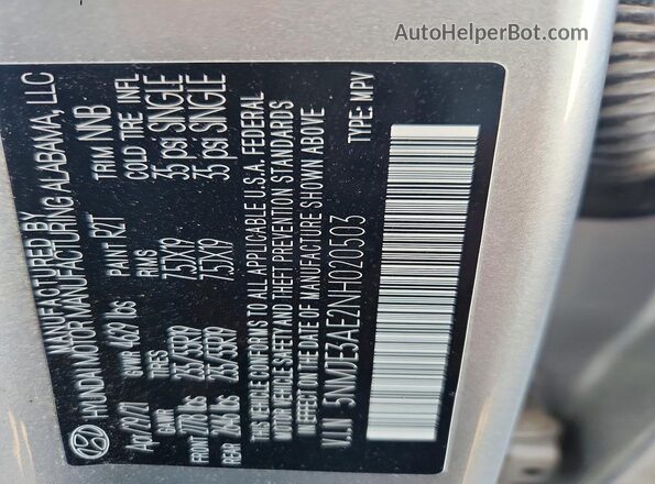 5NMJE3AE2NH020503 2022 HYUNDAI TUCSON Silver Engine compartment view