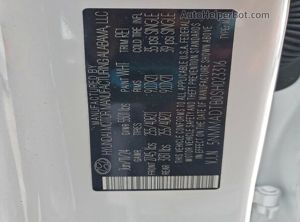 5NMMADTB0SH023316 2025 GENESIS GV70 White Vista de la etiqueta del VIN