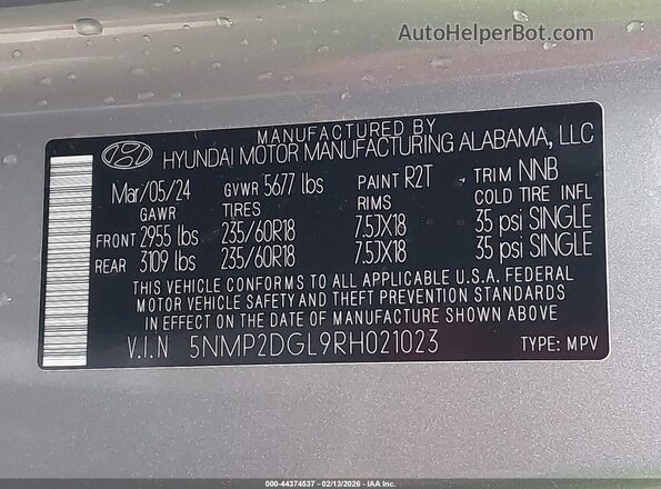 5NMP2DGL9RH021023 2024 HYUNDAI SANTA FE Silver ძრავის განყოფილების ხედი
