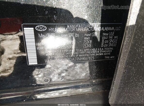 5NMS2DAJ1NH467825 2022 HYUNDAI SANTA FE Black Vista del compartimento del motor