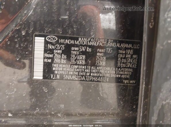 5NMS2DAJ7PH648124 2023 HYUNDAI SANTA FE Gray Engine compartment view