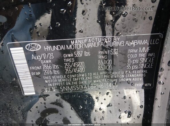 5NMS5DAL8PH613455 2023 HYUNDAI SANTA FE CALLIGRAPHY Black ძრავის განყოფილების ხედი