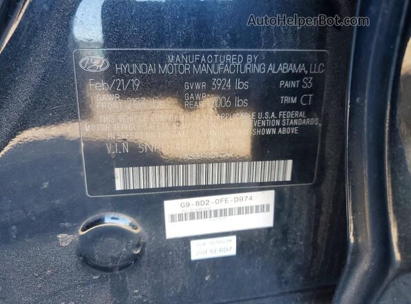 5NPD74LF7KH471976 2019 HYUNDAI ELANTRA Black 