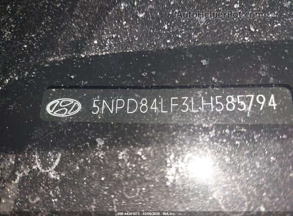 5NPD84LF3LH585794 2020 HYUNDAI ELANTRA Черный 