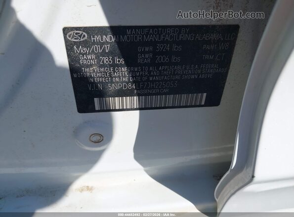 5NPD84LF7JH225053 2018 HYUNDAI ELANTRA White 