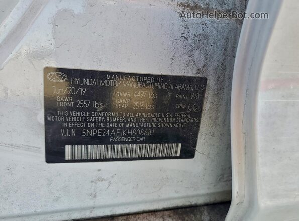 5NPE24AF1KH808681 2019 HYUNDAI SONATA White 