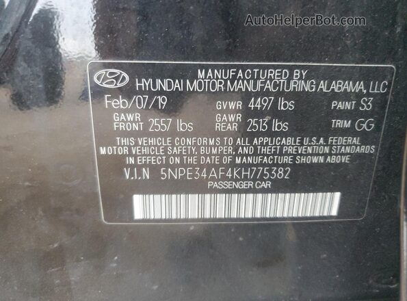 5NPE34AF4KH775382 2019 HYUNDAI SONATA Black 