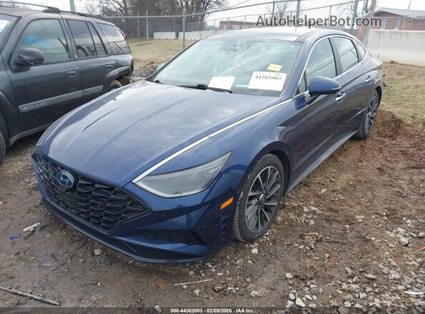 5NPEH4J22LH036656 2020 HYUNDAI SONATA Blue წინა მარცხენა ხედი სამი მეოთხედიდან