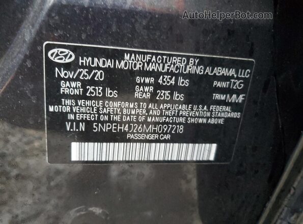 5NPEH4J26MH097218 2021 HYUNDAI SONATA Black 