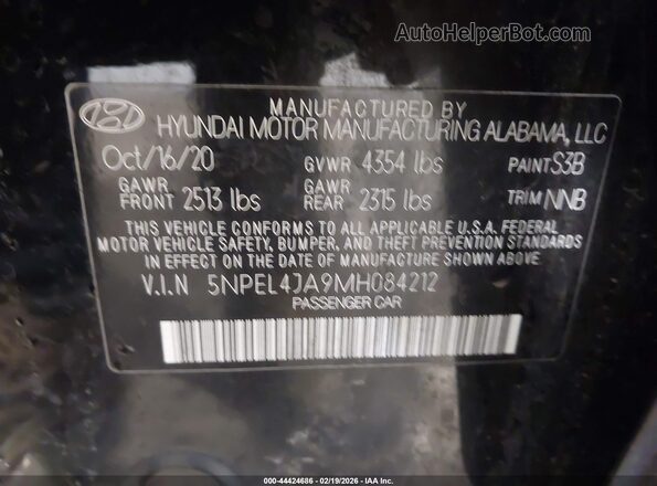 5NPEL4JA9MH084212 2021 HYUNDAI SONATA Black Вид підкапотного простору
