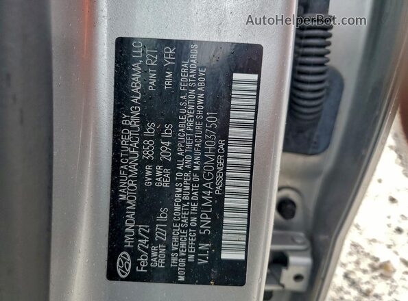 5NPLM4AG0MH037501 2021 HYUNDAI ELANTRA Silver Շարժիչի բաժամունքի տեսք