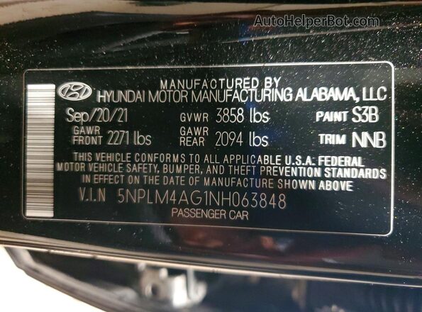5NPLM4AG1NH063848 2022 HYUNDAI ELANTRA Black Вид підкапотного простору