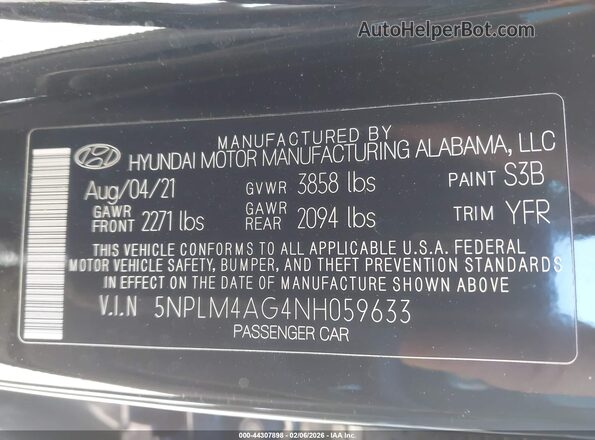 5NPLM4AG4NH059633 2022 HYUNDAI ELANTRA Black Вид підкапотного простору